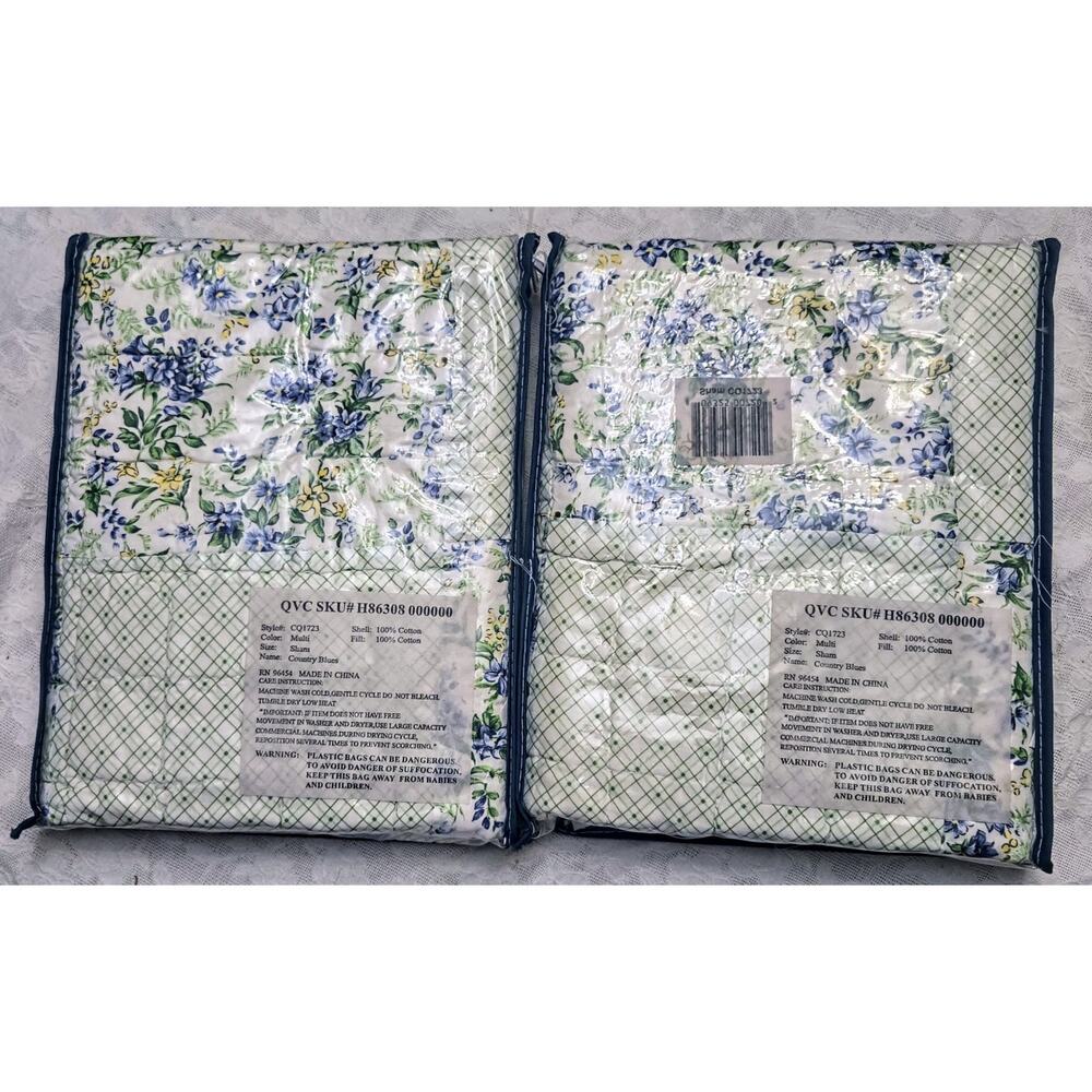Quilted Pillow Shams 2 Cases Cottage Core Colorful Floral 100% Cotton QVC New